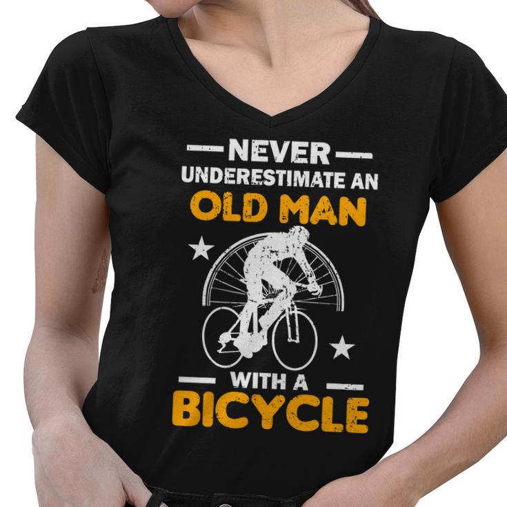 Never Underestimate An Old Man With A Bicycle Tshirt Women V-Neck T-Shirt