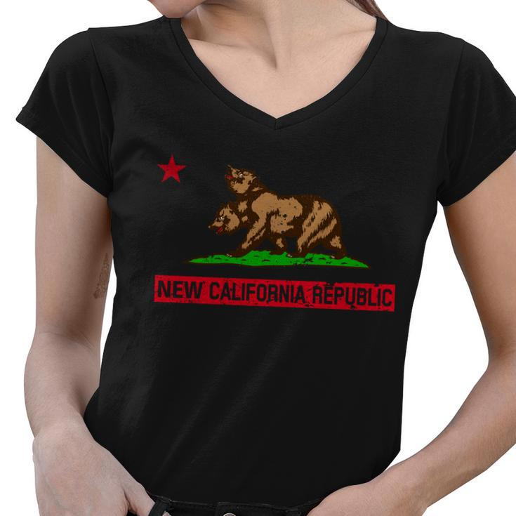 New California Republic Vintage Tshirt Women V-Neck T-Shirt