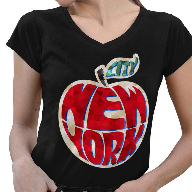 New York City Big Apple V2 Women V-Neck T-Shirt