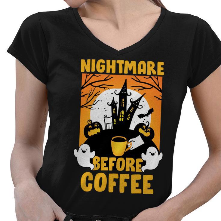 Nightmare Before Coffee V2 Women V-Neck T-Shirt