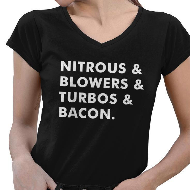 Nitrous & Blowers & Turbos & Bacon Tshirt Women V-Neck T-Shirt