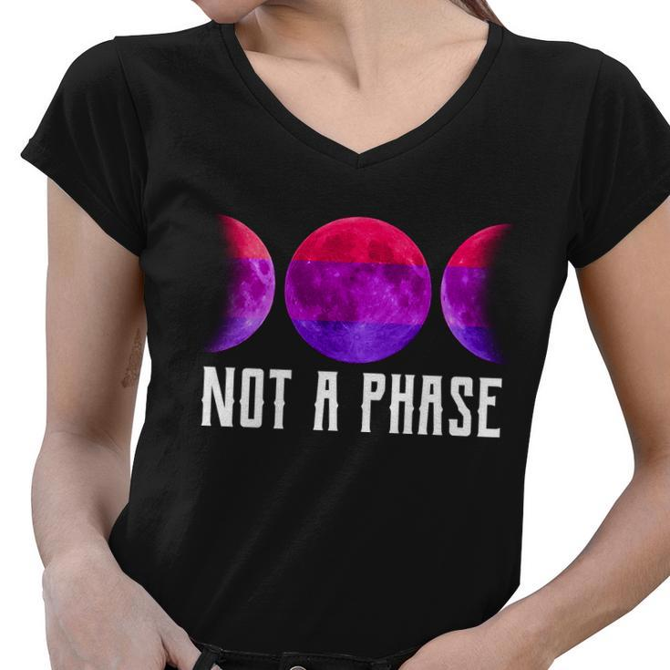 Not A Phase Bi Pride Bisexual Women V-Neck T-Shirt