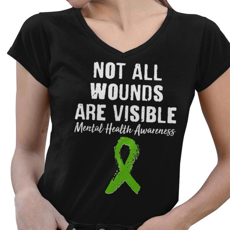 Not All Wounds Are Visible Mental Health Awareness Women V-Neck T-Shirt