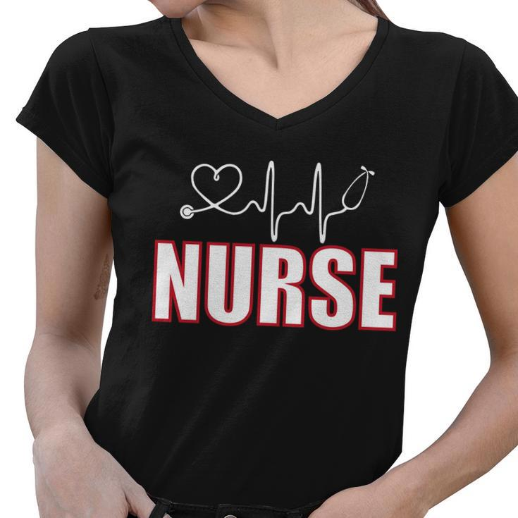 Nurse Heartbeat Logo Tshirt Women V-Neck T-Shirt