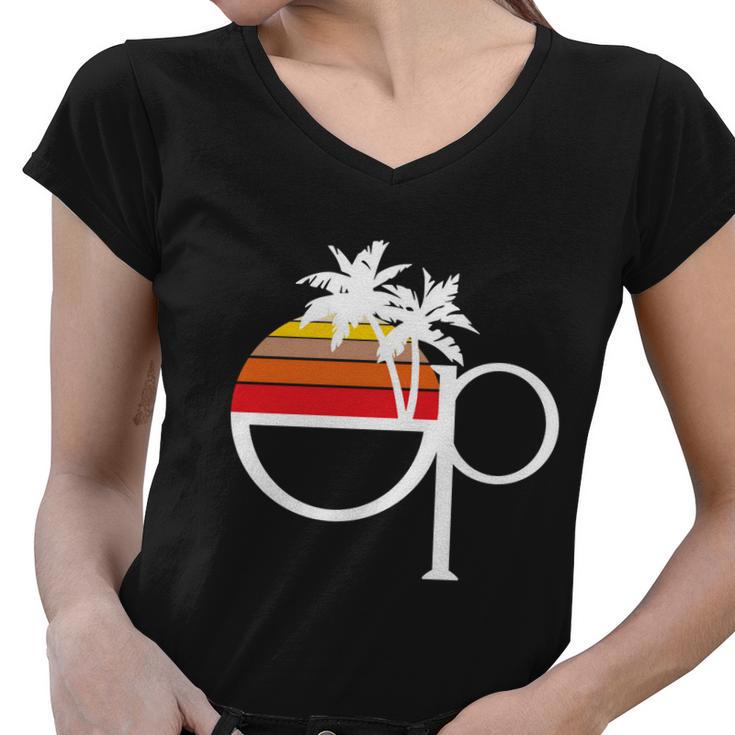 Ocean Pacific 80S Retro Sunset Women V-Neck T-Shirt