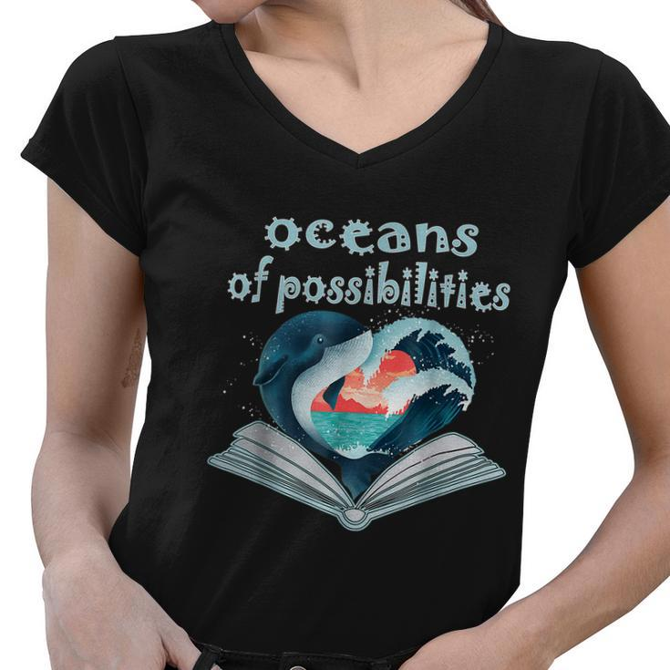 Oceans Of Possibilities Summer Reading 2022 Librarian Tshirt Women V-Neck T-Shirt