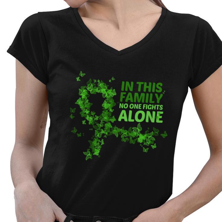 October Depression Month In This Family No One Fights Alone Gift Women V-Neck T-Shirt