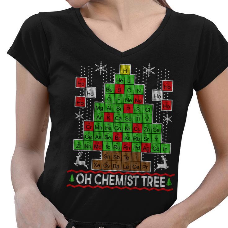 Oh Chemist Tree Ugly Christmas Sweater Tshirt Women V-Neck T-Shirt