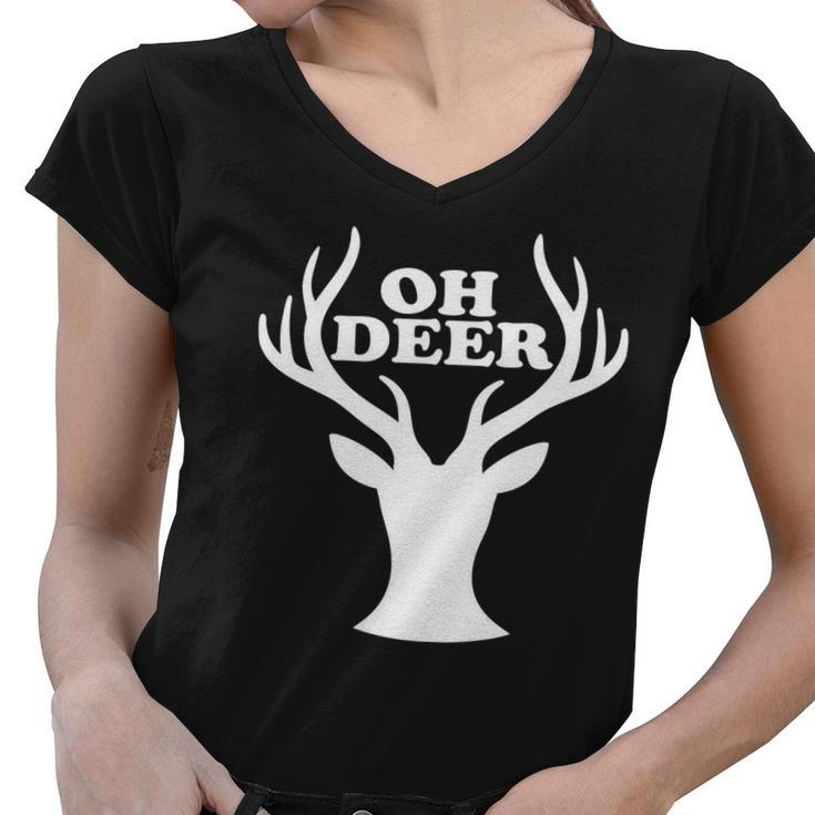 Oh Deer Funny Christmas Tshirt Women V-Neck T-Shirt