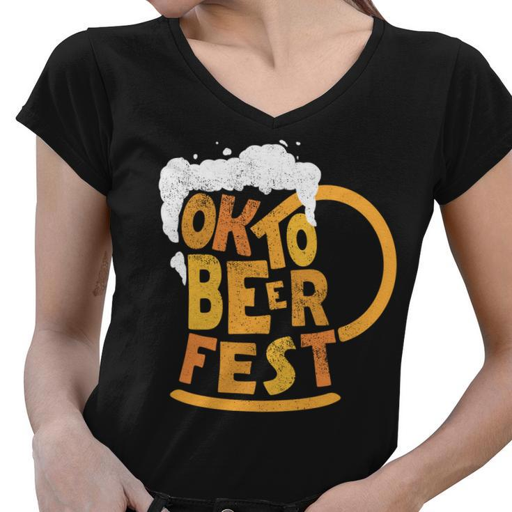 Oktoberfest Beer Fest Logo Women V-Neck T-Shirt
