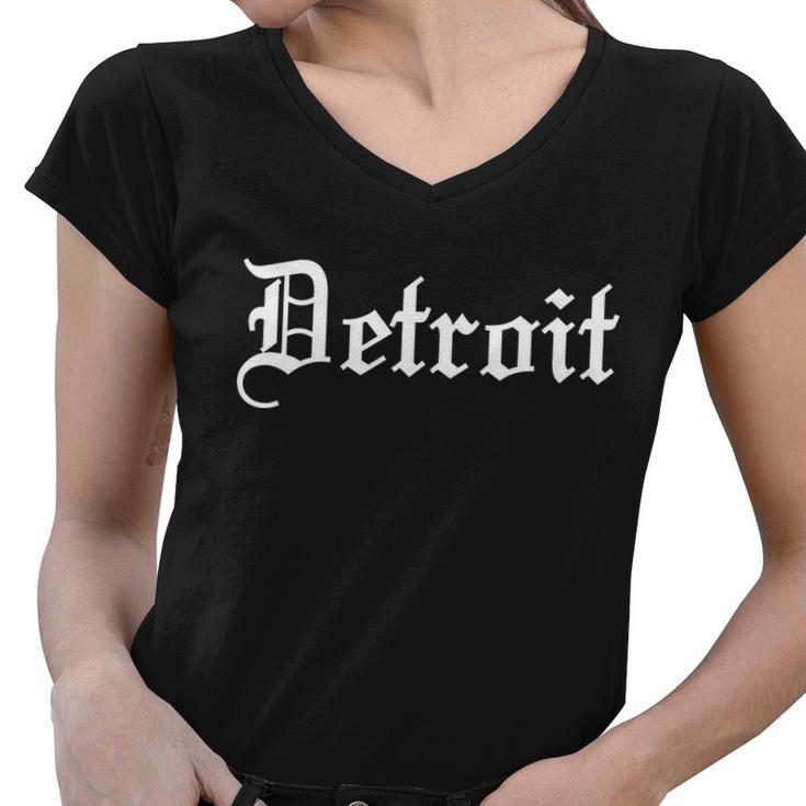 Old English Detroit D Michigan Logo Women V-Neck T-Shirt