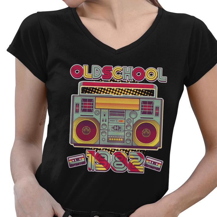 Oldschool Boombox 1982 40Th Birthday Women V-Neck T-Shirt