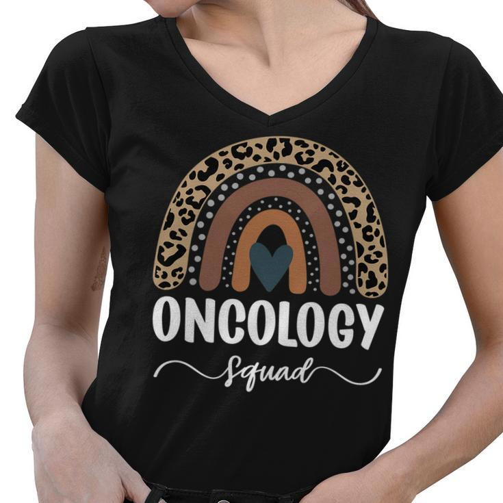 Oncology Squad Leopard Rainbow Matching Oncology Nurse Team   Women V-Neck T-Shirt