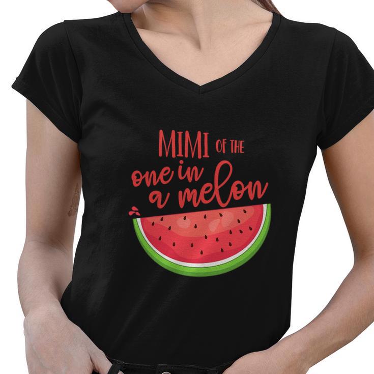 One In A Melon Watermelon Theme Funny Birthday Girl Women V-Neck T-Shirt