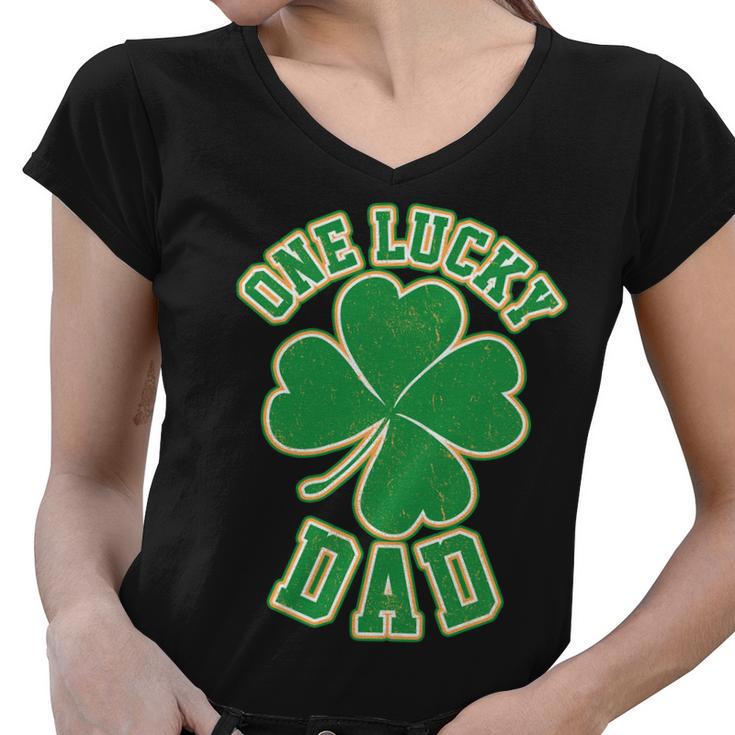 One Lucky Dad Tshirt V2 Women V-Neck T-Shirt