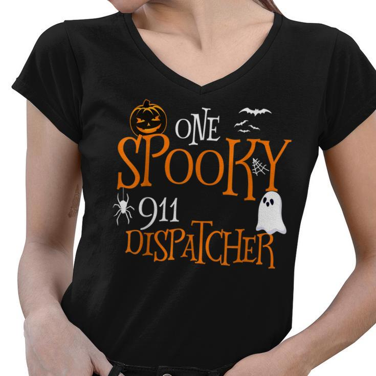 One Spooky 911 Dispatcher Halloween Funny Costume  Women V-Neck T-Shirt