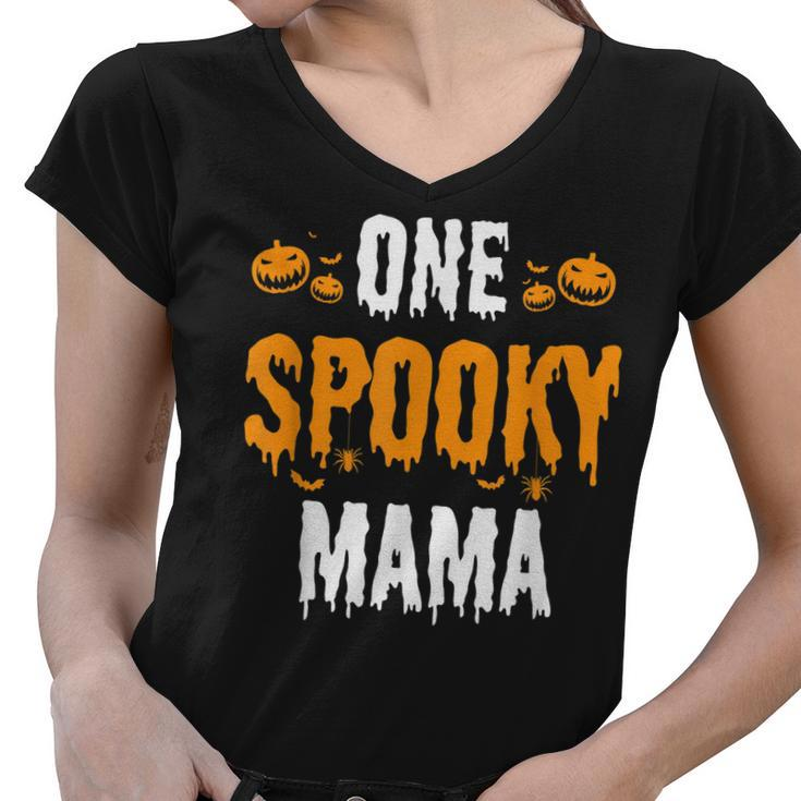 One Spooky Mama Mother Matching Family Halloween  Women V-Neck T-Shirt