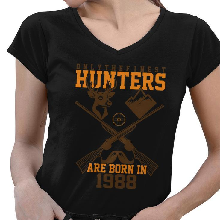 Only The Finest Hunters Are Born In 1988 Halloween Quote Women V-Neck T-Shirt