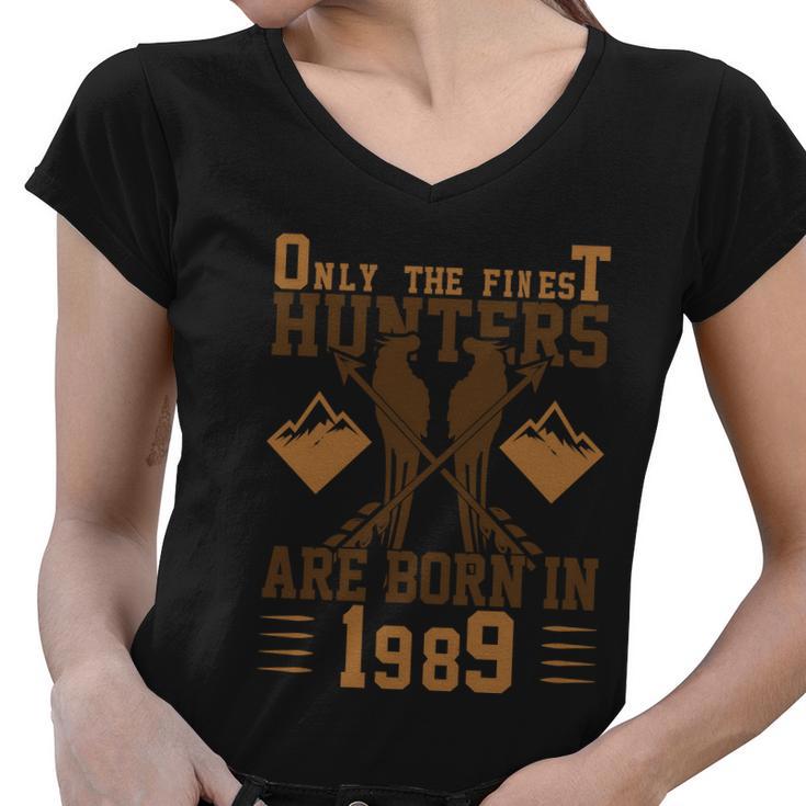 Only The Finest Hunters Are Born In 1989 Halloween Quote Women V-Neck T-Shirt