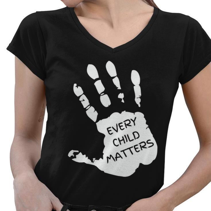 Orange Day Hand Every Child Matters Women V-Neck T-Shirt