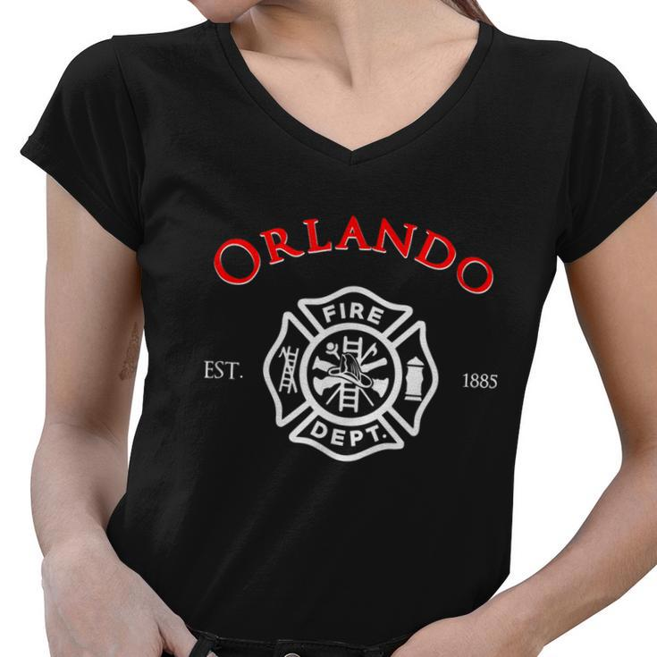 Orlando Florida Fire Rescue Department Firefighter Duty Women V-Neck T-Shirt