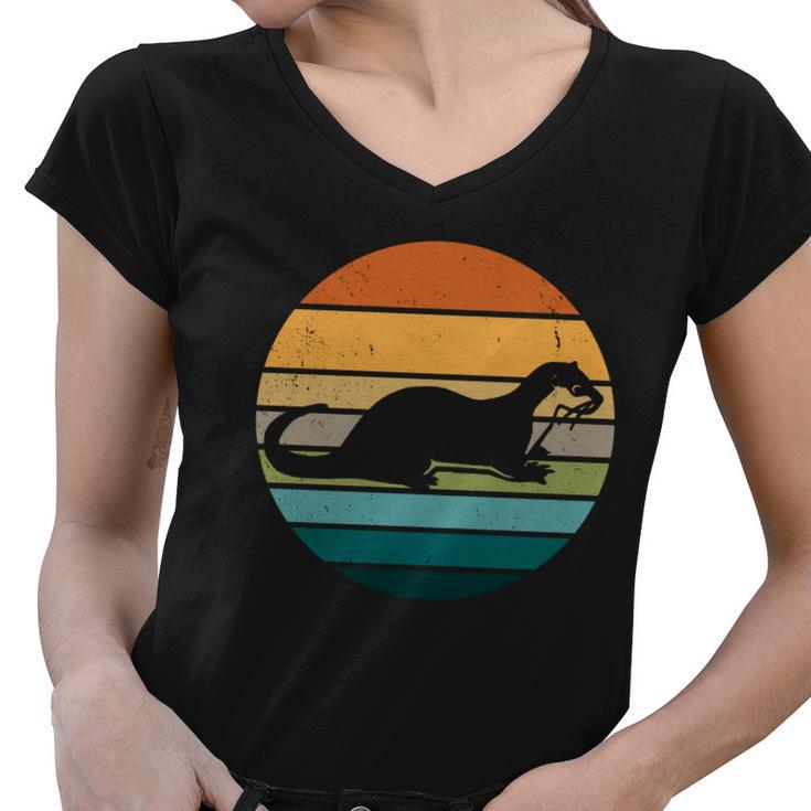 Otter Vintage Retro Logo Women V-Neck T-Shirt