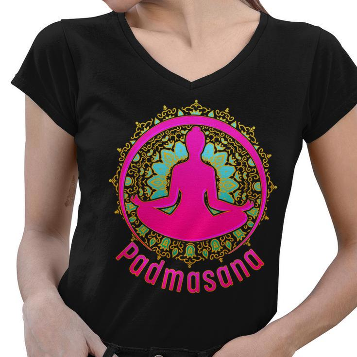 Padmasana Yoga Lotus Pose Women V-Neck T-Shirt