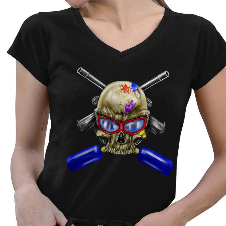 Paintball Skull Women V-Neck T-Shirt