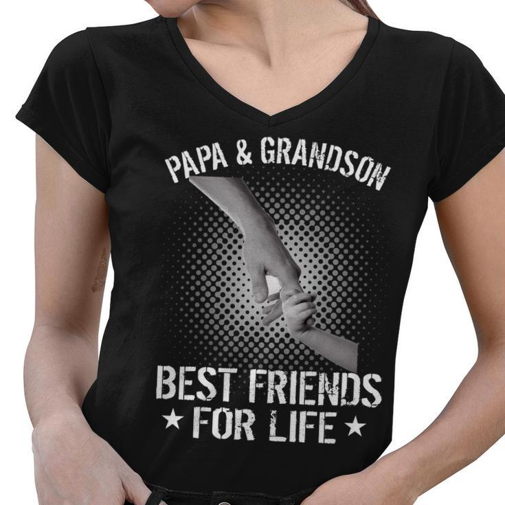 Papa And Grandson Best Friends For Life Women V-Neck T-Shirt