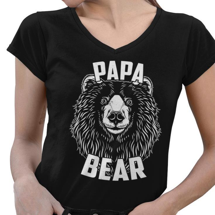 Papa Bear Fathers Day Tshirt Women V-Neck T-Shirt