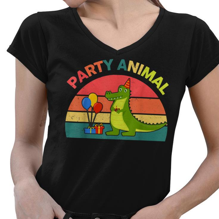 Party Animal Alligator Birthday Gift Toddler Funny Alligator  Women V-Neck T-Shirt