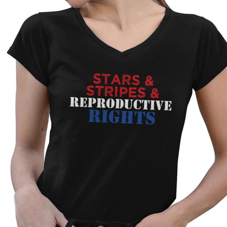 Patriotic 4Th Of July Gift Stars Stripes Reproductive Right Gift V2 Women V-Neck T-Shirt