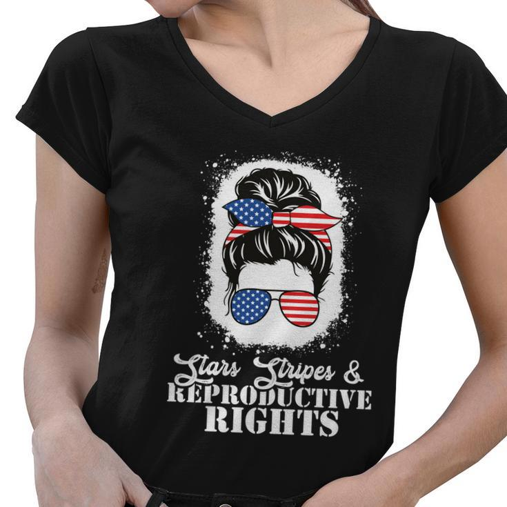 Patriotic 4Th Of July Great Gift Stars Stripes Reproductive Right Gift Women V-Neck T-Shirt