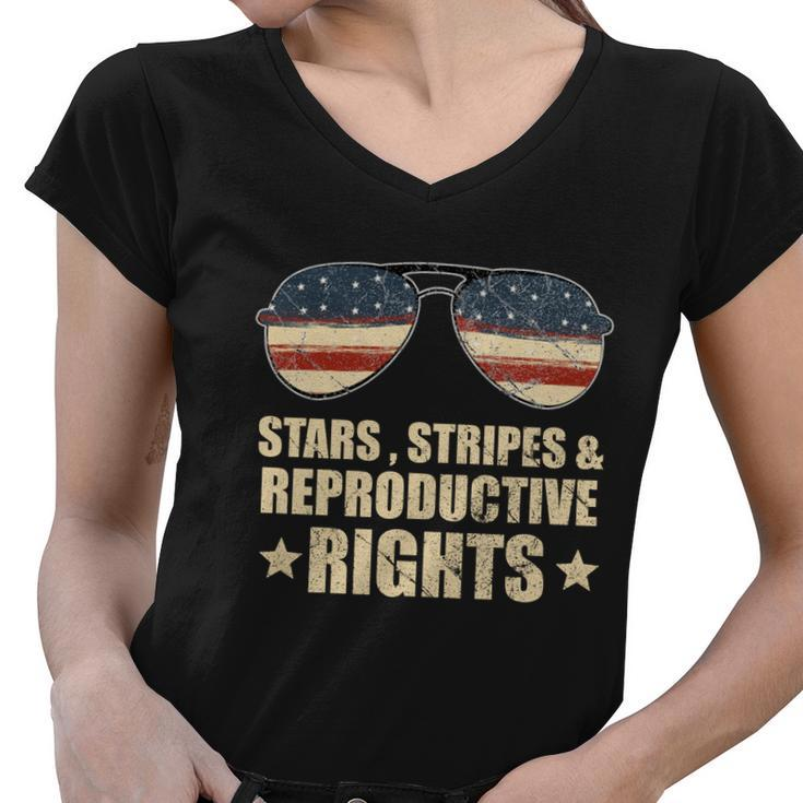Patriotic 4Th Of July Stars Stripes And Reproductive Rights Funny Gift V2 Women V-Neck T-Shirt