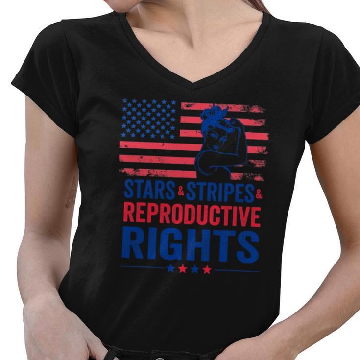 Patriotic 4Th Of July  Stars Stripes Reproductive Right Women V-Neck T-Shirt
