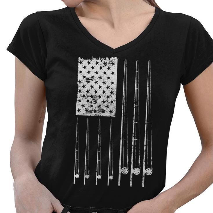 Patriotic Fishing American Flag Tshirt Women V-Neck T-Shirt