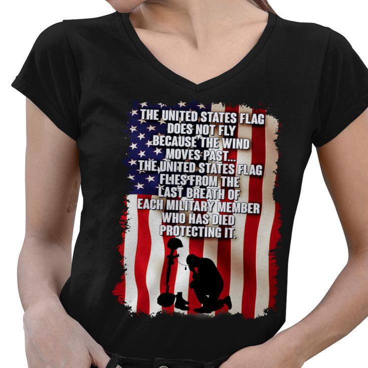 Patriotic Memorial Day United States Flag Women V-Neck T-Shirt