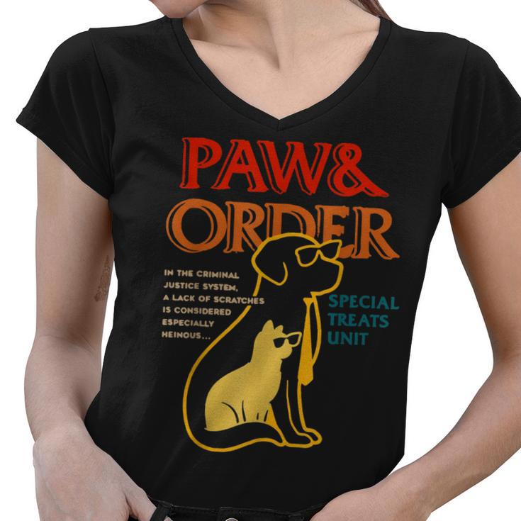 Paw And Order Special Feline Unit Pets Training Dog And Cat  Women V-Neck T-Shirt
