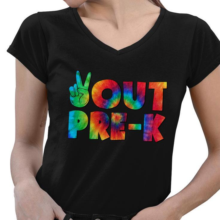 Peace Out Prefunny Giftk Graduation Tie Dye Happy Last Day Of School Gift Women V-Neck T-Shirt