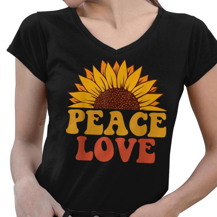 Peace Sign Love 60S 70S Tie Dye Hippie Halloween Costume  V8 Women V-Neck T-Shirt