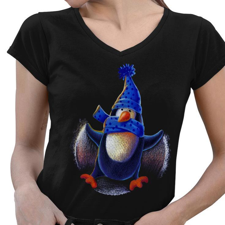 Penguin Snow Angel Tshirt Women V-Neck T-Shirt