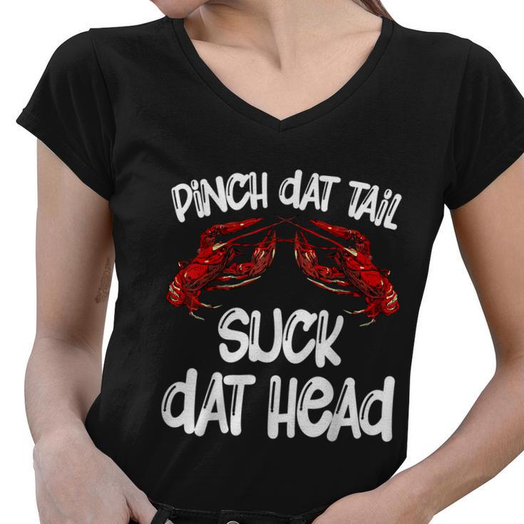 Pinch Dat Tail Suck Dat Head Crawfish Crayfish Cajun Funny Graphic Design Printed Casual Daily Basic Women V-Neck T-Shirt