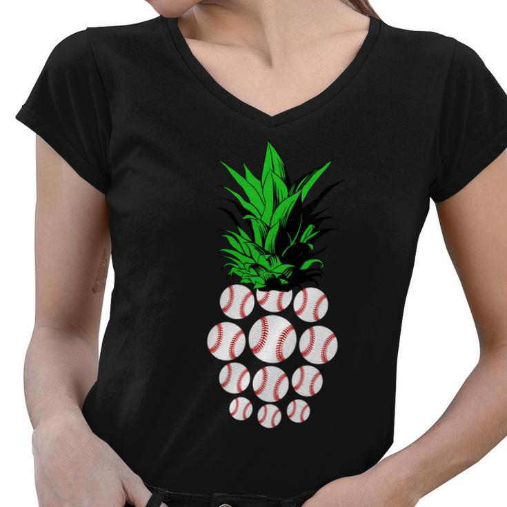 Pineapple Baseball Tshirt Women V-Neck T-Shirt