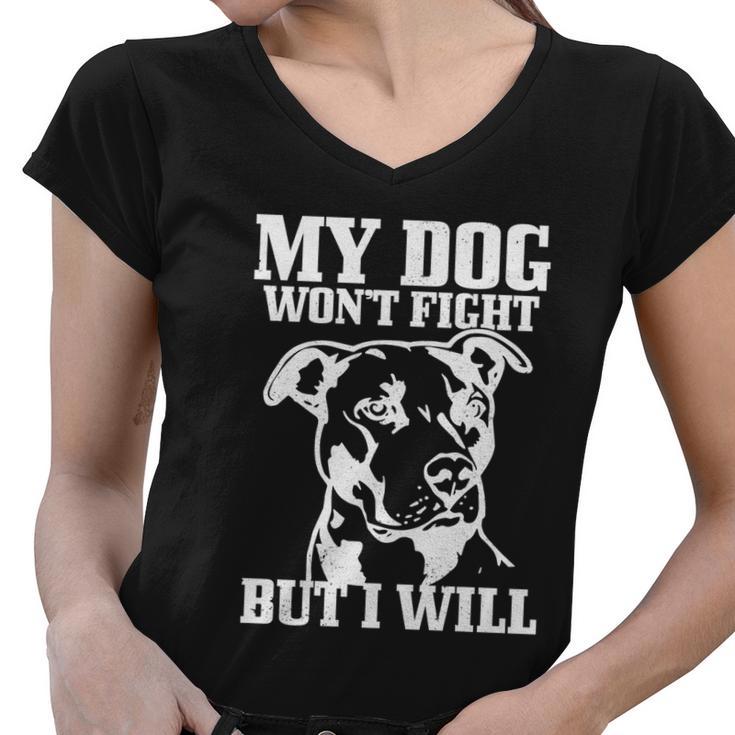 Pitbull Funny Dog Pitbull Mom Pitbull Dad Cute Gift Women V-Neck T-Shirt