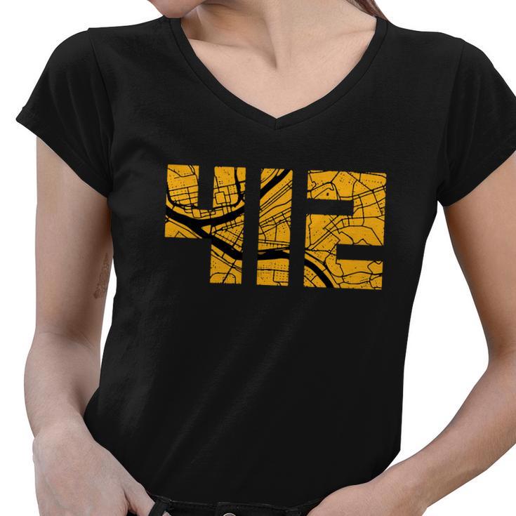 Pittsburgh 412 Map V2 Women V-Neck T-Shirt