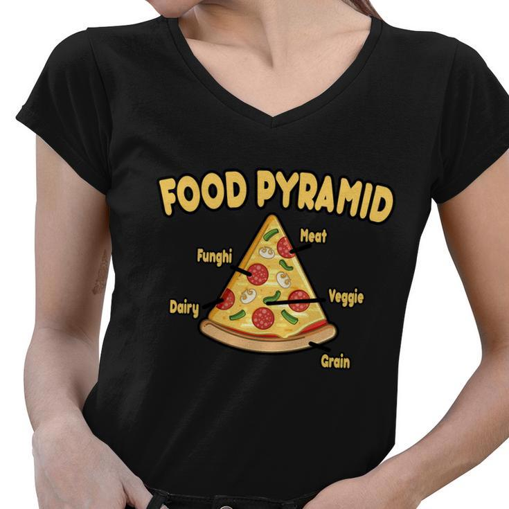 Pizza Food Pyramid Women V-Neck T-Shirt