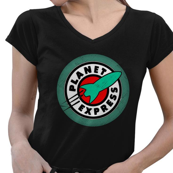 Planet Express Logo Vintage Tshirt Women V-Neck T-Shirt