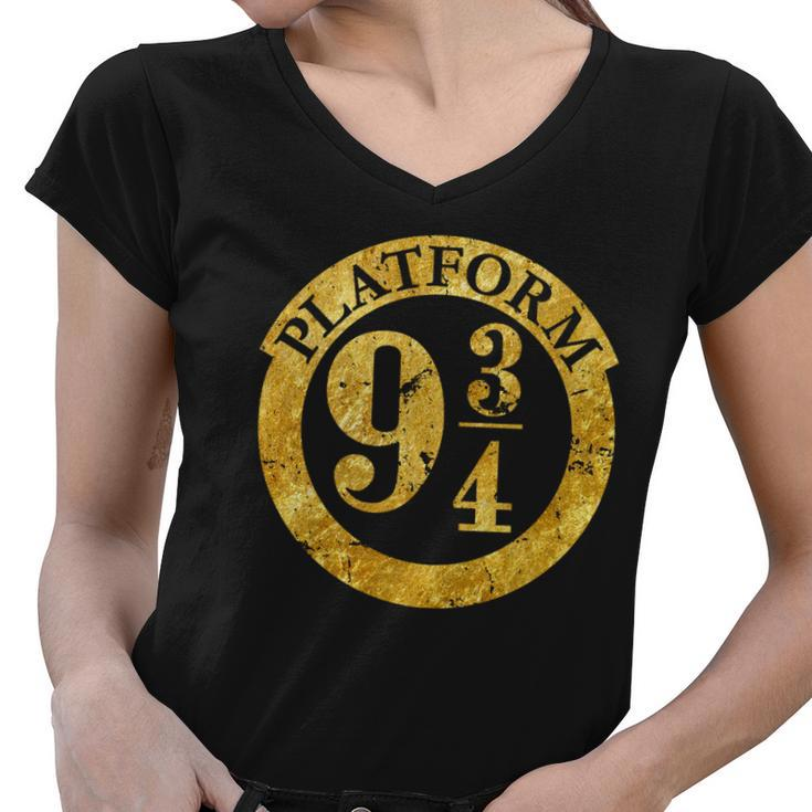 Platform 9 34 Golden Logo Women V-Neck T-Shirt