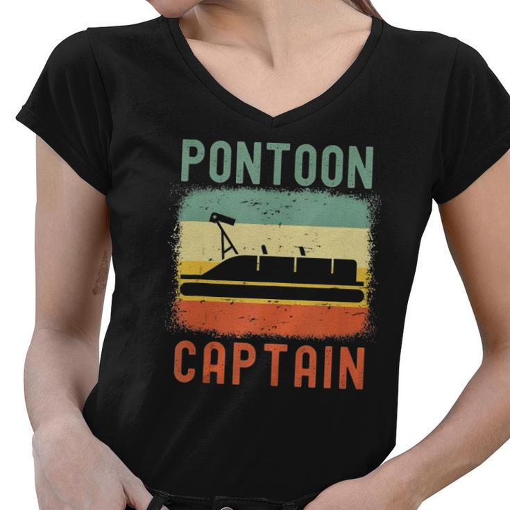 Pontoon Captain Retro Vintage Funny Boat Lake Outfit Women V-Neck T-Shirt