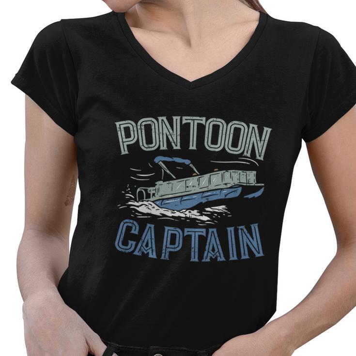 Pontoon Captain Shirt Whos The Captain Of This Ship Women V-Neck T-Shirt